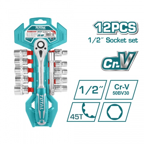 TOTAL ΣΕΤ Καστάνια 1/2" Με Καρυδάκια 12 ΤΕΜ (THT141121)