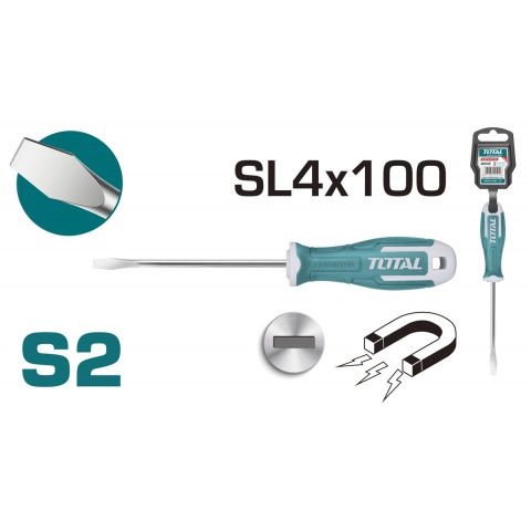 TOTAL Κατσαβίδι Μαγνητικό Ίσιο SL 4 x 100mm (THT264100)