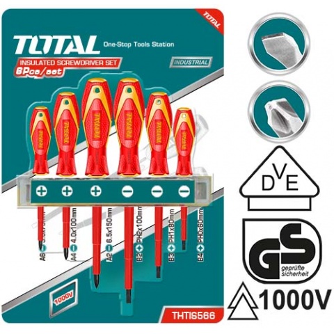 TOTAL ΣΕΤ Κατσαβίδια 1000V 6 ΤΕΜ (THTIS566)