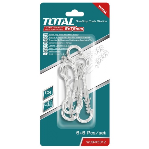 TOTAL ΣΕΤ Βίδες Γάντζου με Βύσματα 5mm (WJSPK5012)