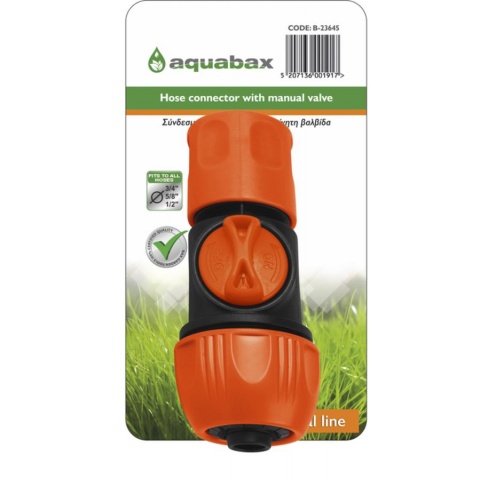 AQUABAX PLASTIC CONNECTOR WITH VALVE 1/2" - 5/8" - 3/4" (B-23645)