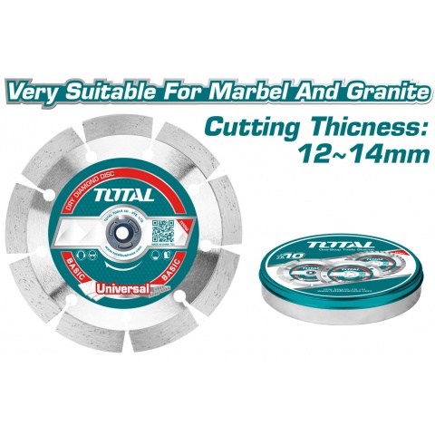 TOTAL Διαμαντόδισκοι Ξηράς Κοπής 180mm 5 TEM σε Μεταλλικό Κουτάκι (TAC2111803M)