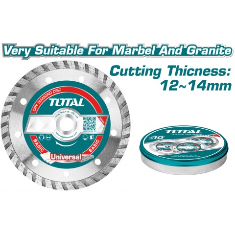 TOTAL Διαμαντόδισκοι TURBO Ξηράς Κοπής 115mm 10 TEM σε Μεταλλικό Κουτάκι (TAC2131153M)