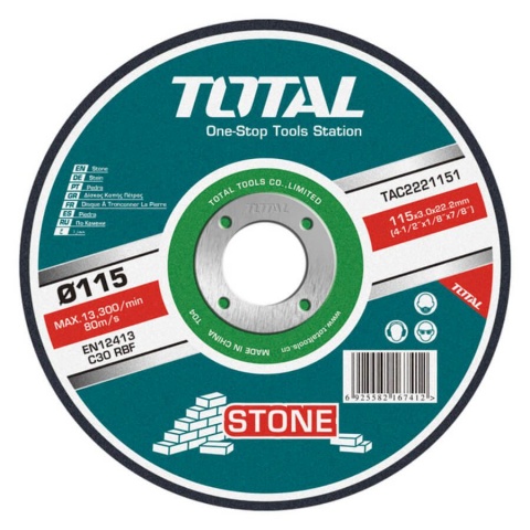 TOTAL Δίσκος Κοπής Δομικών Υλικών - Πέτρας 115 x 3mm (TAC2221151)