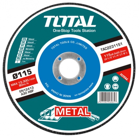 TOTAL Δίσκος Λειάνσεως Μετάλλου Ø 115 x 6mm (TAC2231151)