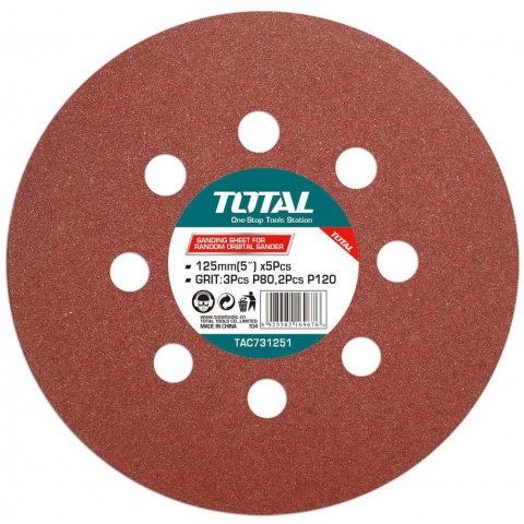 TOTAL ΣΕΤ Γυαλόχαρτα 5 ΤΕΜ 125mm για TF2031256 (TAC731251)