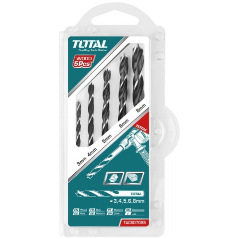 TOTAL ΣΕΤ Τρυπάνια Ξύλου 5 ΤΕΜ (TACSD7055)