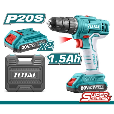 TOTAL Δραπανοκατσάβιδο Μπαταρίας Λιθίου 20V / 1.5Ah / 45Nm (TDLI20012)