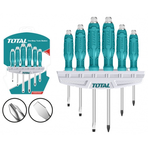 TOTAL 6PCS Go-Through Screwdriver SET (THGSS35061)