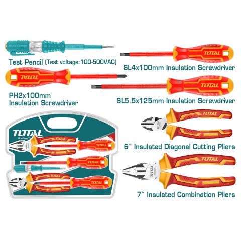TOTAL 6PCS Insulated Hand Tools SET 1000V (THKIST3062)