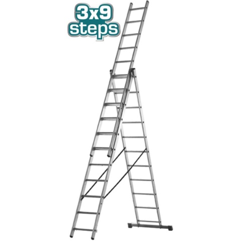 TOTAL Σκάλα Αλουμινίου Επαγγελματική 3 x 9 Σκαλοπάτια (THLAD03391)