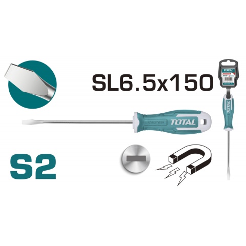 TOTAL Slotted Screwdriver SL 6.5 x 150mm (THT266150)