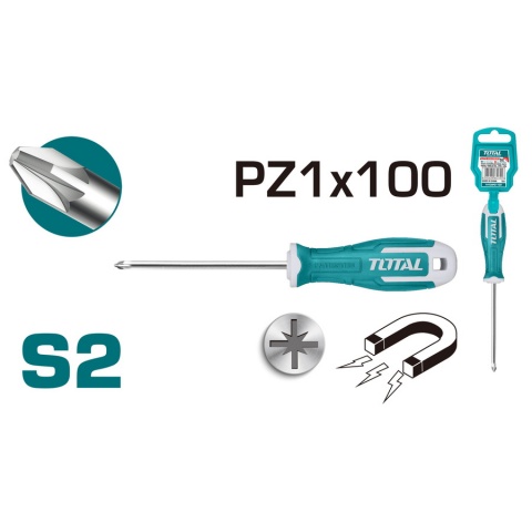 TOTAL Pozidriv Screwdriver PZ1x100mm (THT26PZ1100)