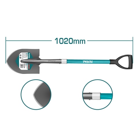 TOTAL Steel Shovel with Fiberglass Handle (THTH12102)