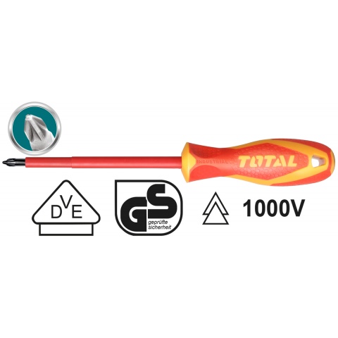 TOTAL Insulated Srewdriver 1000V PZ2 x 100 (THTISPZ2100)