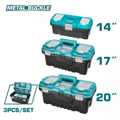 TOTAL 3 PCS Plastic Tool Boxes SET (TPBXK0032)