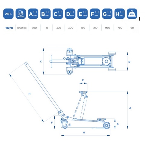OMCN 112/D Καροτσόγρυλος με Δυνατότητα Ανύψωσης έως 1.5ton