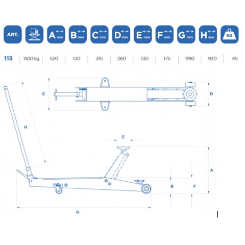 OMCN 113 Καροτσόγρυλος με Δυνατότητα Ανύψωσης έως 1.5ton