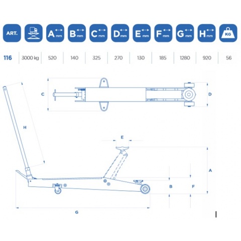 OMCN 116 Καροτσόγρυλος με Δυνατότητα Ανύψωσης έως 3ton