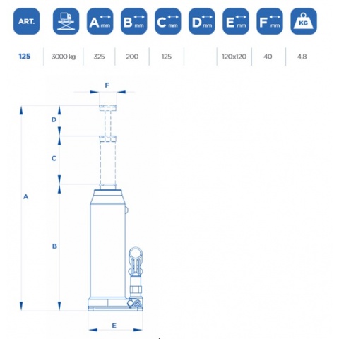 OMCN 125/3TN Γρύλος Μπουκάλας με Δυνατότητα Ανύψωσης έως 3ton