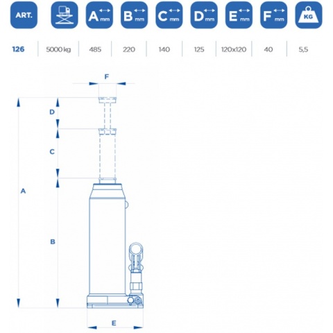 OMCN 126/5TN Γρύλος Μπουκάλας με Δυνατότητα Ανύψωσης έως 5ton