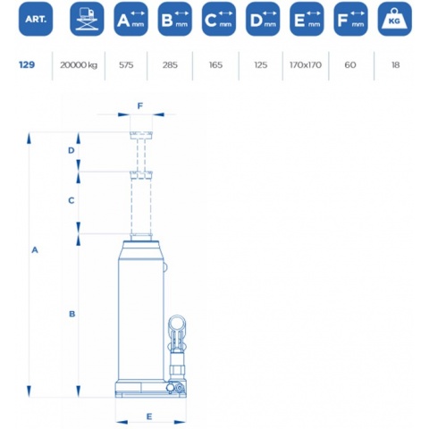 OMCN 129/20TN Γρύλος Μπουκάλας με Δυνατότητα Ανύψωσης έως 20ton