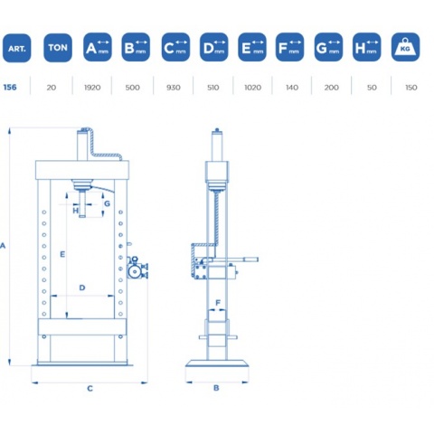 OMCN 156/PM Πρέσα ρουλεμάν με κινητό έμβολο 20ton