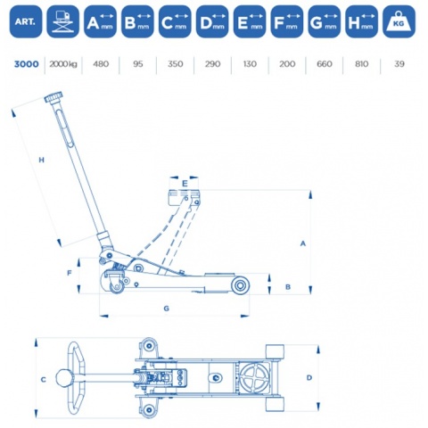 OMCN 3000 Καροτσόγρυλος με Δυνατότητα Ανύψωσης έως 2ton