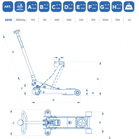 OMCN 3010 Καροτσόγρυλος με Δυνατότητα Ανύψωσης έως 2ton