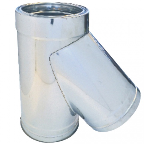 SPIRODUCT Stainless Steel Insulated "Y/T" Flue Pipe 135° with 0.5mm Smooth Surface Clean Out Cap