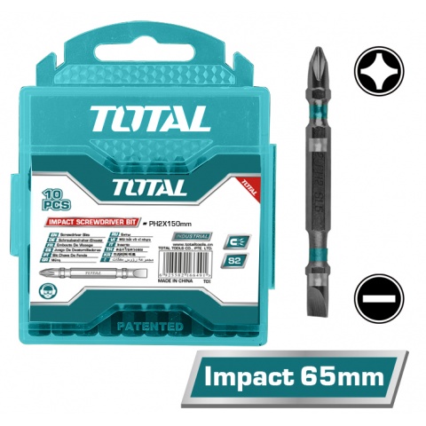 TOTAL Μύτες Μαγνητικές Μαύρες Διπλές Ρh2 + Sl6 65mm 10 Τεμ (TACIM16HL133)