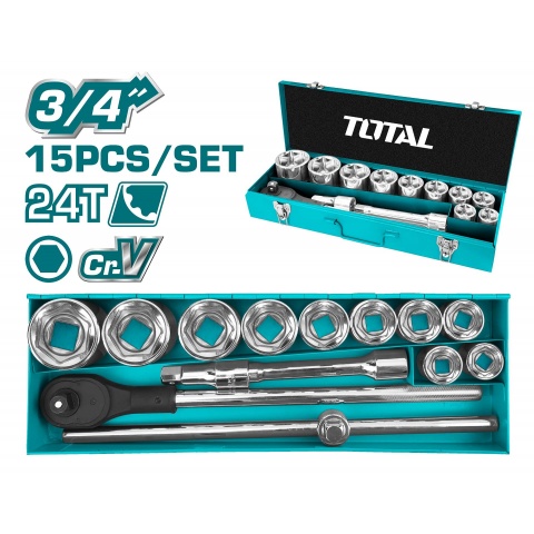 TOTAL Κασετίνα Καρυδάκια 3/4" 15 Τεμ (THT341151)