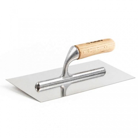 KUBALA Stainless Steel Trowel, Smooth, Beech Handle on An Extended Aluminum Foot 130x270mm (0472)