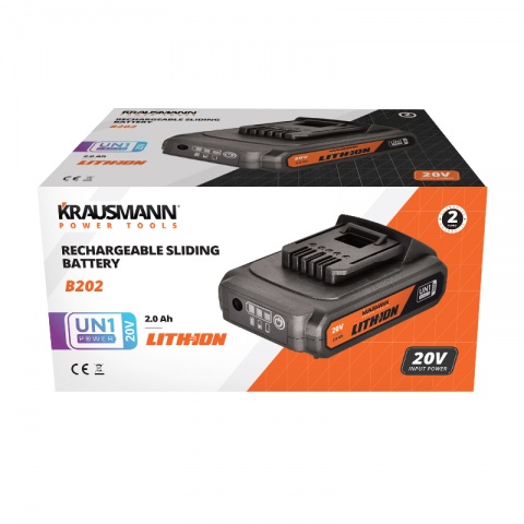KRAUSMANN Μπαταρία Επαναφορτιζόμενη Συρόμενη Li-Ion 2.0Ah 20V (B202)