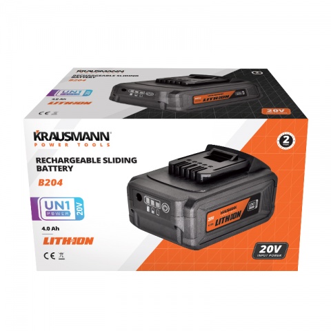 KRAUSMANN Μπαταρία Επαναφορτιζόμενη Συρόμενη Li-Ion 4.0Ah 20V (B204)