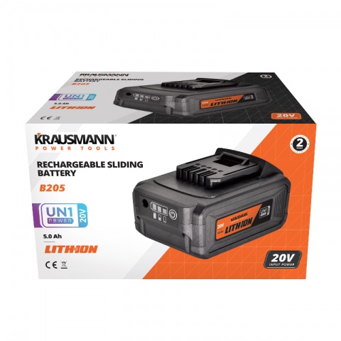 KRAUSMANN Μπαταρία Επαναφορτιζόμενη Συρόμενη Li-Ion 5.0Ah 20V (B205)