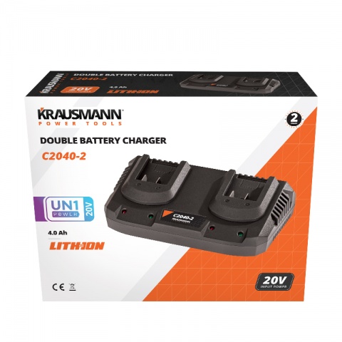 KRAUSMANN Φορτιστής Μπαταρίας Διπλός Li-Ion 4.0Ah 20V (C2040-2)