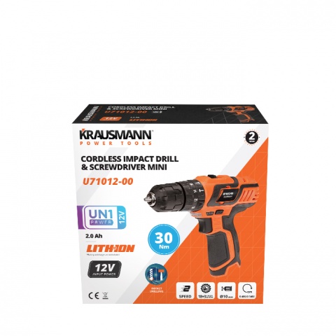 KRAUSMANN Δραπανοκατσάβιδο Κρουστικό Mini Επαναφορτιζόμενο 12V (U71012-00)