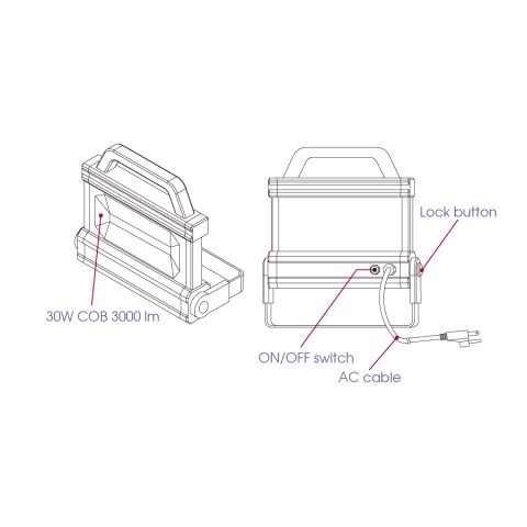 Προβολέας 30w-230v- 1,8m 3000l