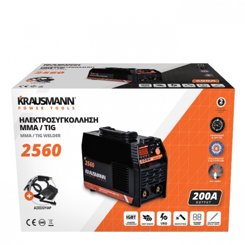 KRAUSMANN Ηλεκτροσυγκόλληση MMA / TIG 200 Ah (2560)