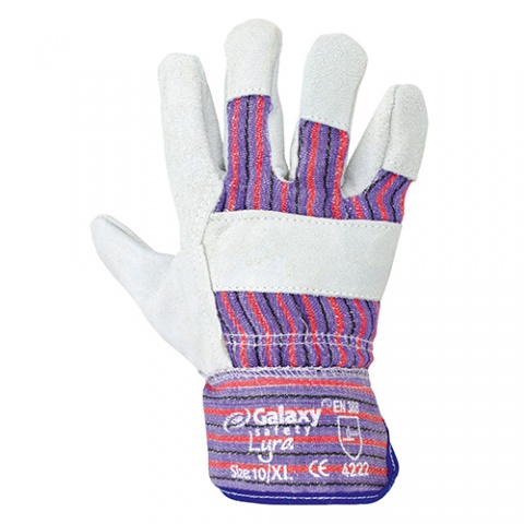 Galaxy Γάντια Εργασίας Δερματοπάνινα Μπλε - Λευκό (Lyra 239) No 10