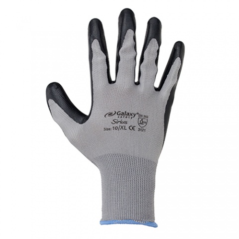 Galaxy Γάντια Εργασίας Νιτριλίου Μαύρο - Γκρι (Sirius 201)
