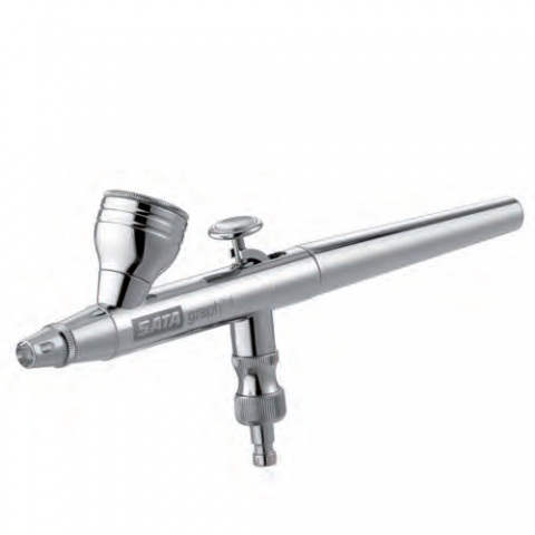SATAgraph 3 STARTER Airbrush Gun (Gravity Flow Cup Gun) - Nozzle 0.25 and 3m Air Hose (134551)